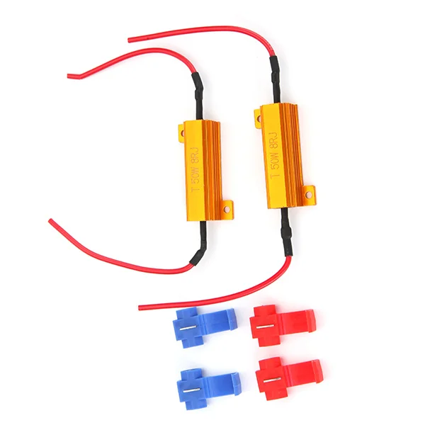 

2Pcs 12V 50W 8Ohm LED Load Resistors Fix Bulb Fast Hyper Flash Tail Signal Blink Load Resistors Remove Breakdown For LED