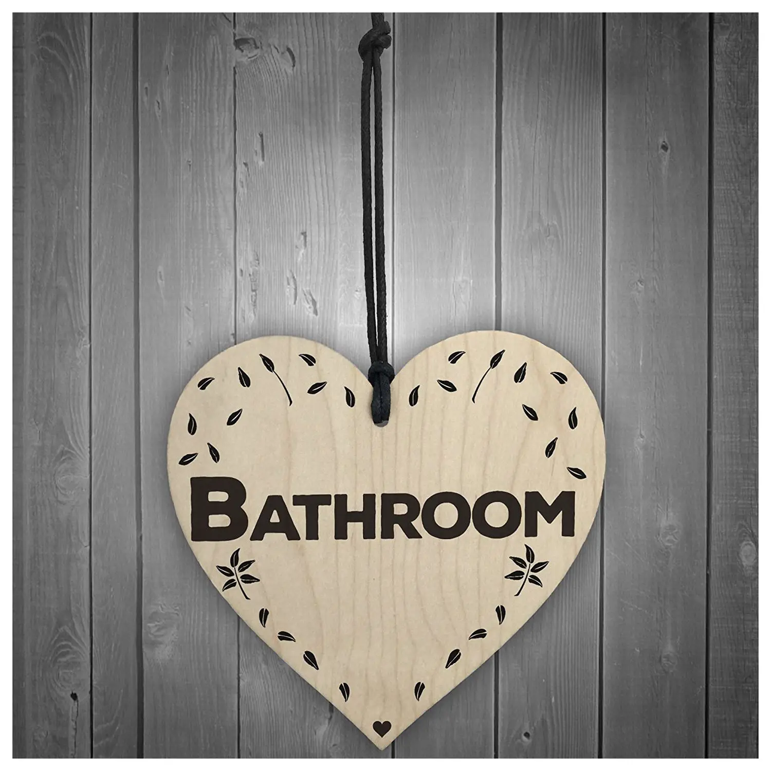 Cuarto de baño de madera de corazón Colgante placa baño casa Shabby Chic decoración de puerta Cuarto de baño de madera de corazón Colgante placa baño casa Shabby Chic decoración de puerta