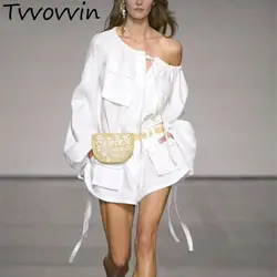 Завязки шорты костюм для Для женщин Slash шеи Фонари рукавами в стиле пэчворк рубашка с карманом с Высокая Талия молния шорты Для женщин s E048