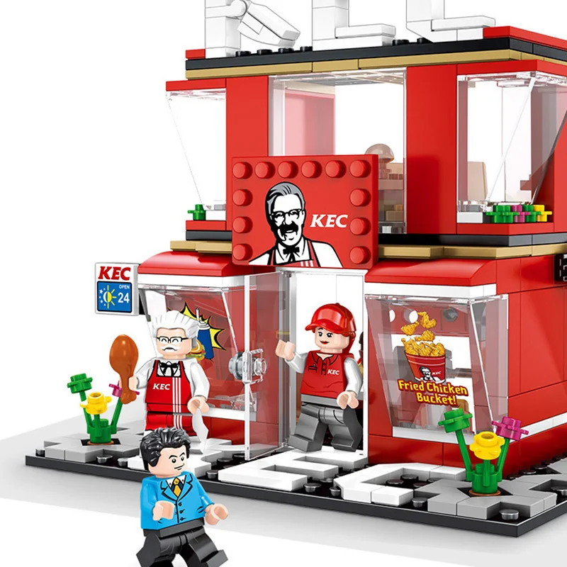 

Mini Street View legoinglys City Store Kentucky Fried Chicken Fast food Restaurant arquitectura building block bricks toys gift