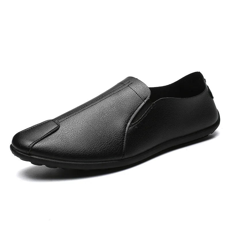 

2019 Brand Fashion Men Casual Shoes Nice Leather High Top Breathable Comfortable Footwear Man Black White Boat Drive Mens Shoe