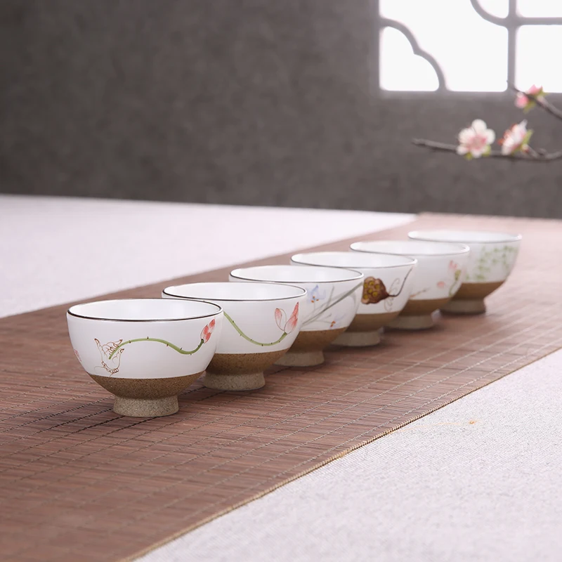 Billig 2 teile los 50 ml Vintage Teetassen Hand Bemalt Keramik Keramik Becher Büro Tee Zeremonie Master Kleine Tee Schalen Drink Kunst tassen