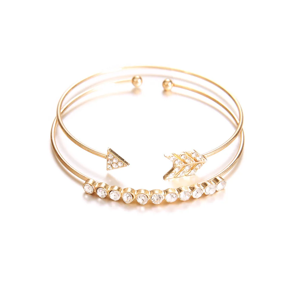 Contracted bracelet female golden arrow drill two-piece full open hand catenary suit act the role of decoration wholesale | Украшения и