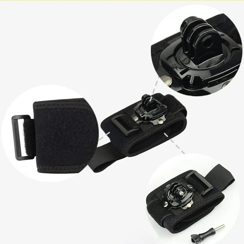 Черный ремешок на запястье с поворотом 360 градусов для GoPro Hero 7 5 6 4 3 + 2 1 экшн камеры