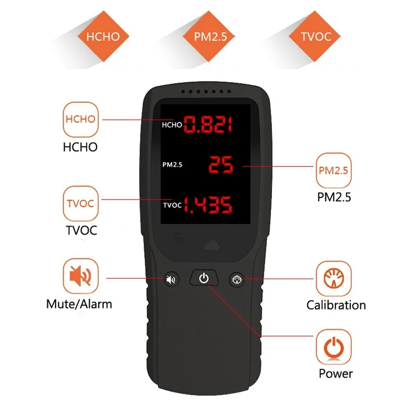 

Big Promotions LCD Digital Formaldehyde Detector Meter Formaldehyde Air Quality Tester Sensor HCHO TVOC PM2.5 Meter Air Analyzer