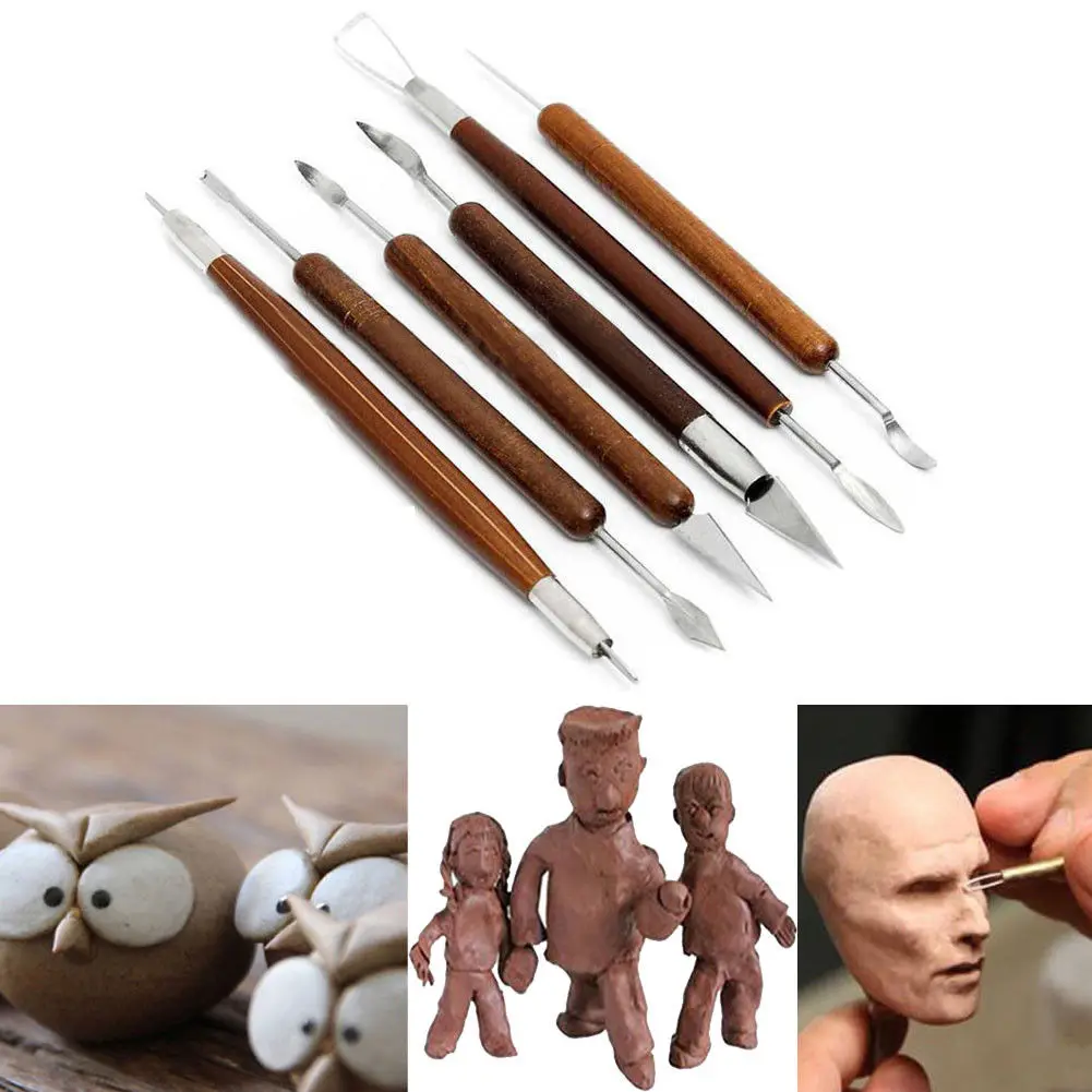 6pcs Clay Sculpting Set Wax Carving Pottery Tools Shapers Polymer Modeling