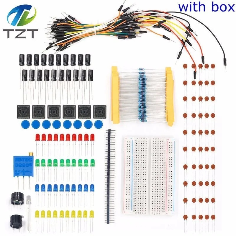 TZT Стартовый Комплект UNO R3 мини Макет светодиодный Перемычка провода кнопка для arduino Diy Kit светодиодный/конденсатор/резистор комплект с розничной коробкой