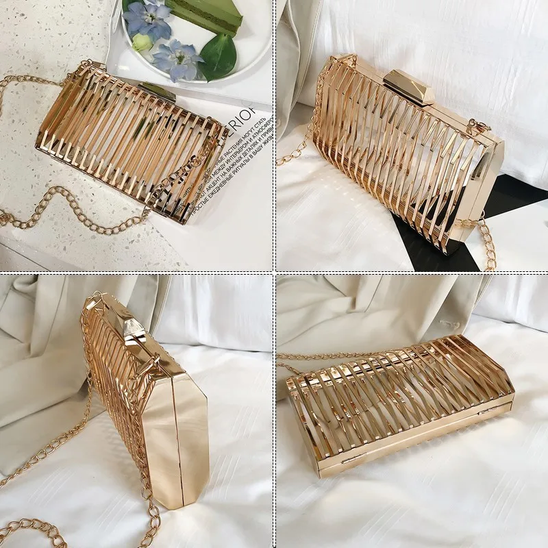 TTOU Women's Evening Bag Shoulder Metal Hollow Crossbody Bags Designer Clutch Cage Fashion 2019 Summer Handbag TTOU Women's Evening Bag Shoulder Metal Hollow Crossbody Bags Designer Clutch Cage Fashion 2019 Summer Handbag
