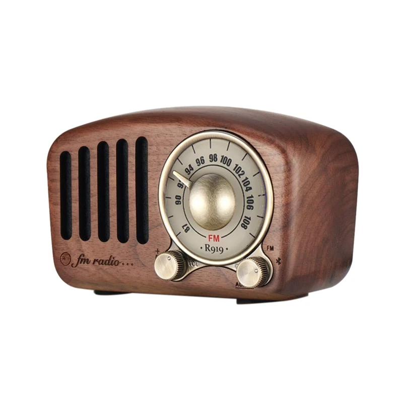 AABB-винтажная радио Ретро bluetooth-колонка-ореховое деревянное fm-радио, усиленный бас, Громкая громкость, Bluetooth 4,2 Aux T