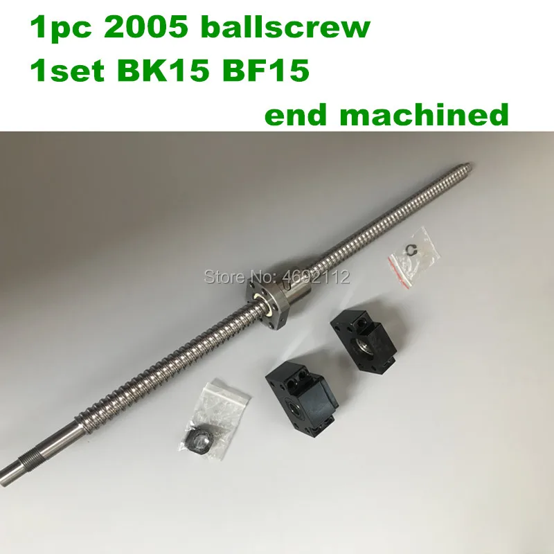 

CNC Ballscrew Set : 20MM Ball screw SFU2005 300 400 500 600 mm End Machined + RM2005 Ball Nut + BK15 BF15 End Support for 2005