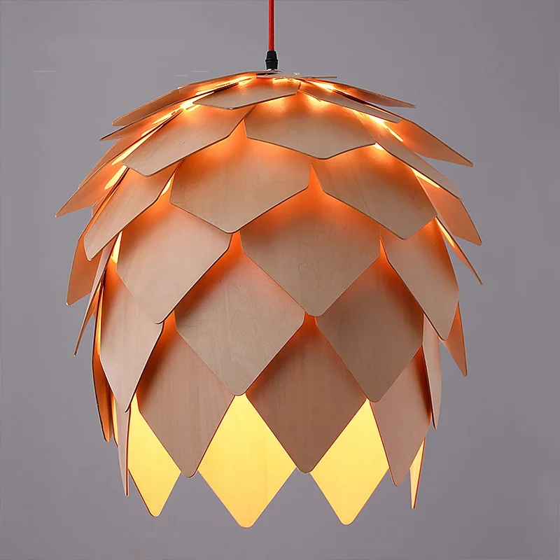 Modern 9.87"-23.6" DIY wood Crimean Pinecone suspension chandelier lamp replica 
