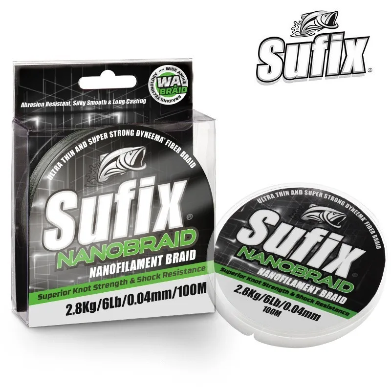 Original Brand Sufix nano braided line 0.1 0.6 6LB 16IB 100M Braided wire Strong PE Lure