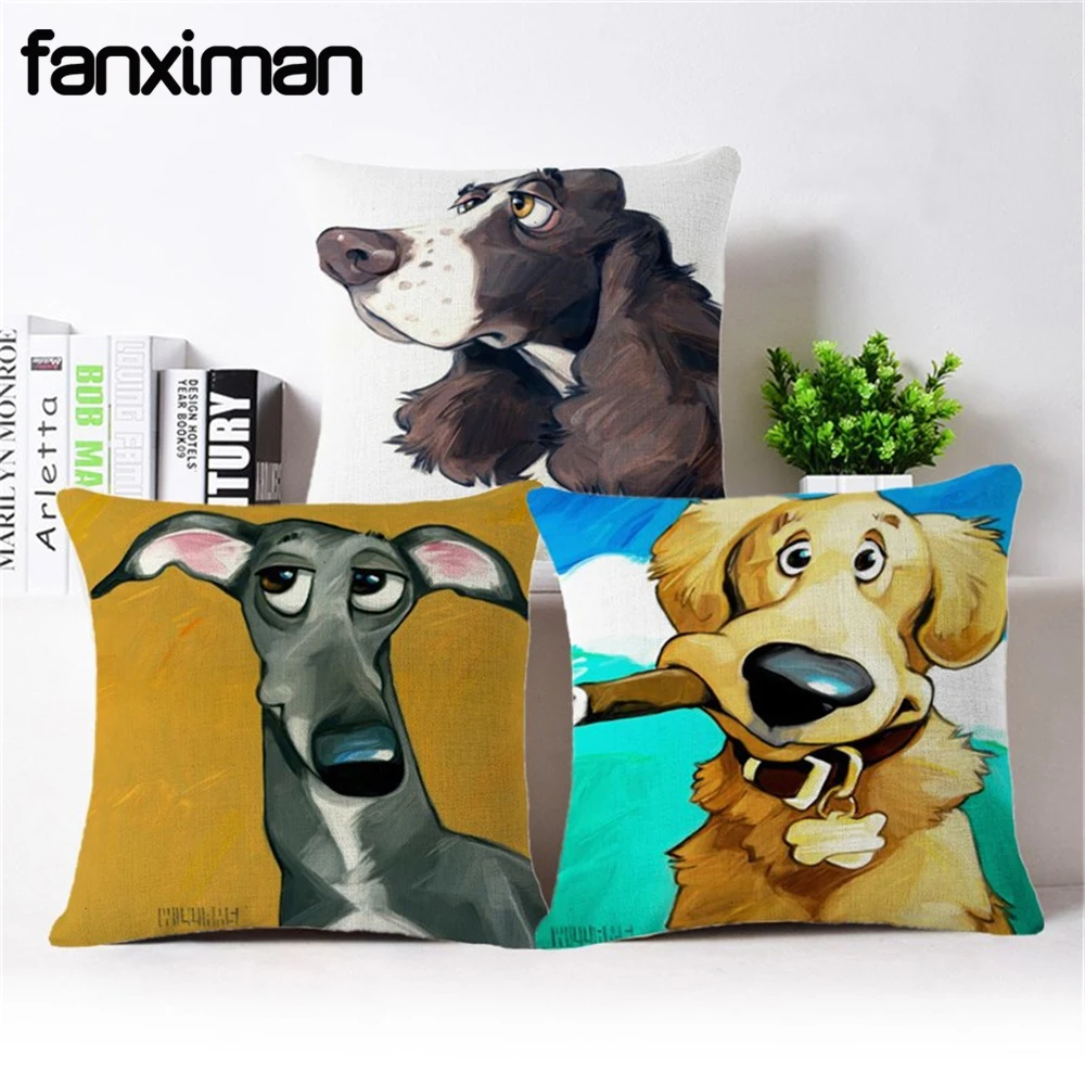 

Fanximan Home Decorative Cushion Cover Bulldog Dachshund Greyhound Schnauzer Cushion Case For Sofa Throw Pillow Covers 45*45 CM