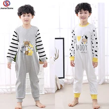 Onesie/Детская Пижама; Пижама для мальчиков с коровой; Пижама с медведем; детская одежда для сна; пижама из хлопка в полоску с героями мультфильмов; От 1 до 12 лет