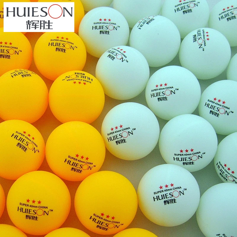 HUIESON 100 шт./пакет эксклюзивный 3 звезды мячи для настольного тенниса 40 мм + 2,9g мячик для пинг-понга белого и желтого цвета школьный к