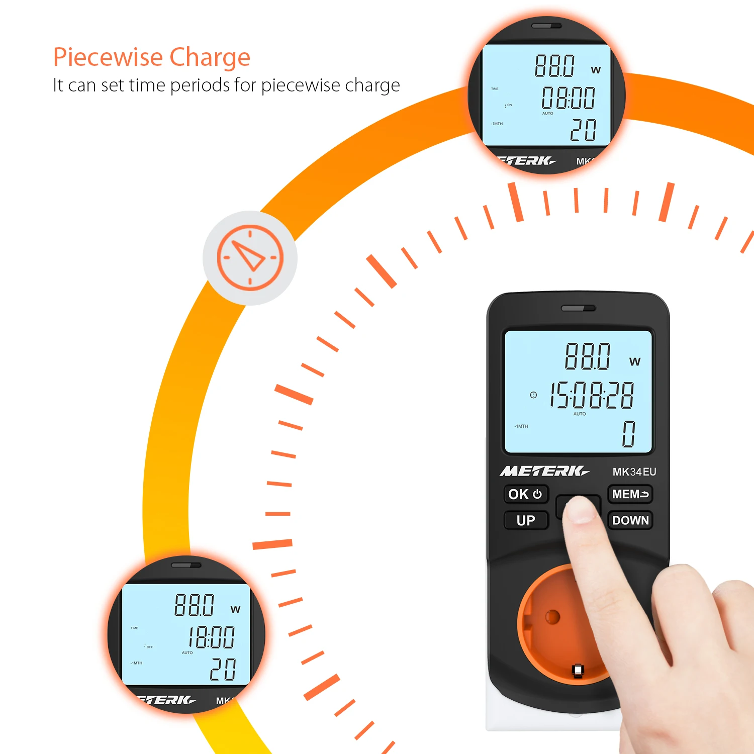 

Meterk Plug-in LCD Power Watt Meter Digital Timer Socket Electricity Energy Monitor Home Electric Usage Tester 12/24 Mode