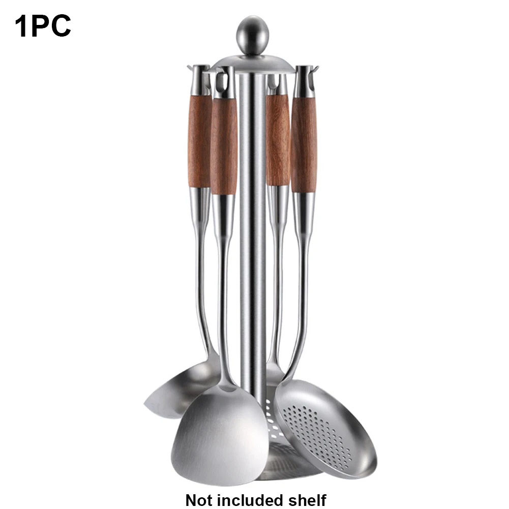 

Wooden Handle Colander Kitchen Utensil Stainless Steel Anti-scalding Dinner Spatula Cooking Tool Practical Spoon