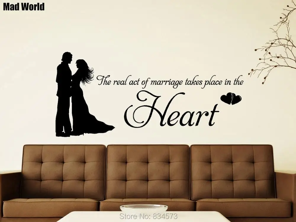 Mad World MARRIAGE Wedding Heart Love Couple Wall Art Stickers Wall