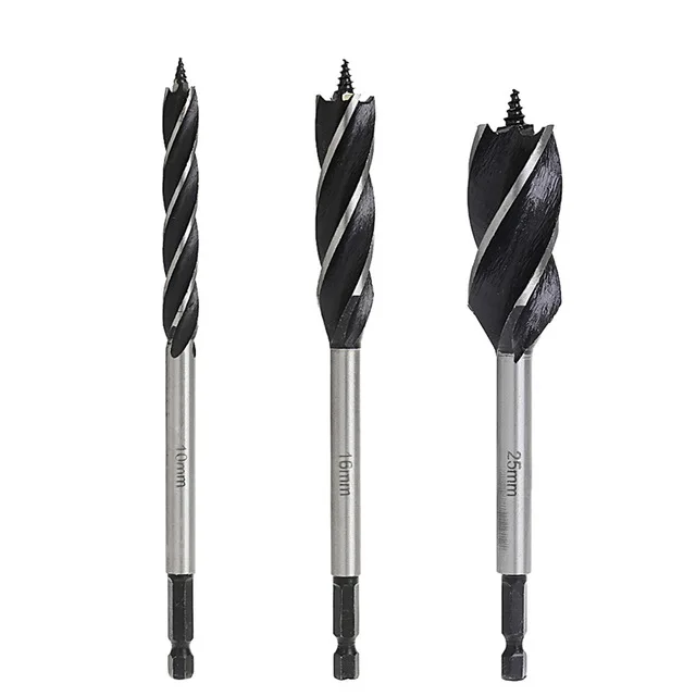 

3Pcs Spiral Hss Drills For Wood 10/16/25Mm Hex Power Tools Chuck Bits Drill Bit Set Carpenter Joiner Tool Wood Cut Drill Bit R