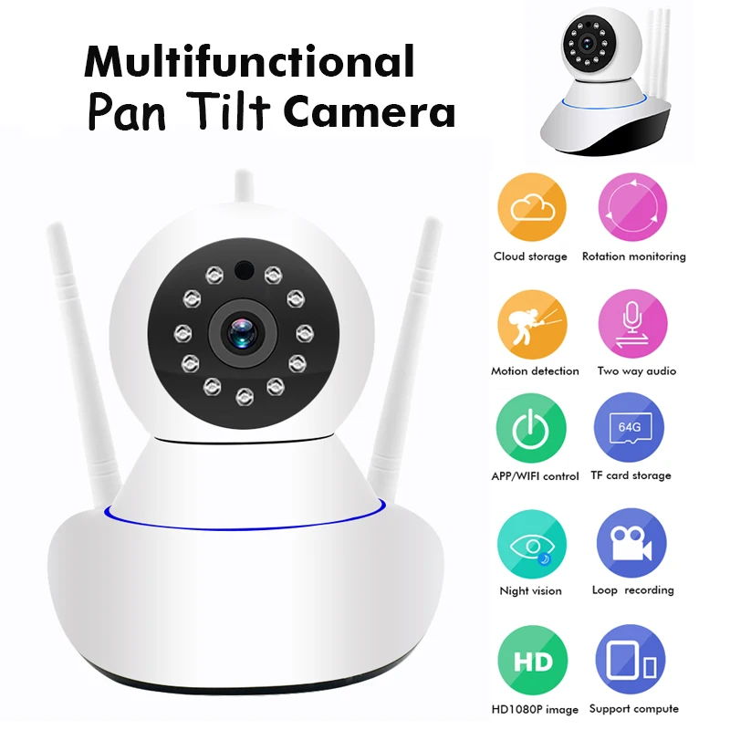 

1080P HD PTZ Wifi IP Camera Home Wireless Video Surveillance Camera CCTV Night Vision Security Two-Way Audio Baby Monitor IP Cam