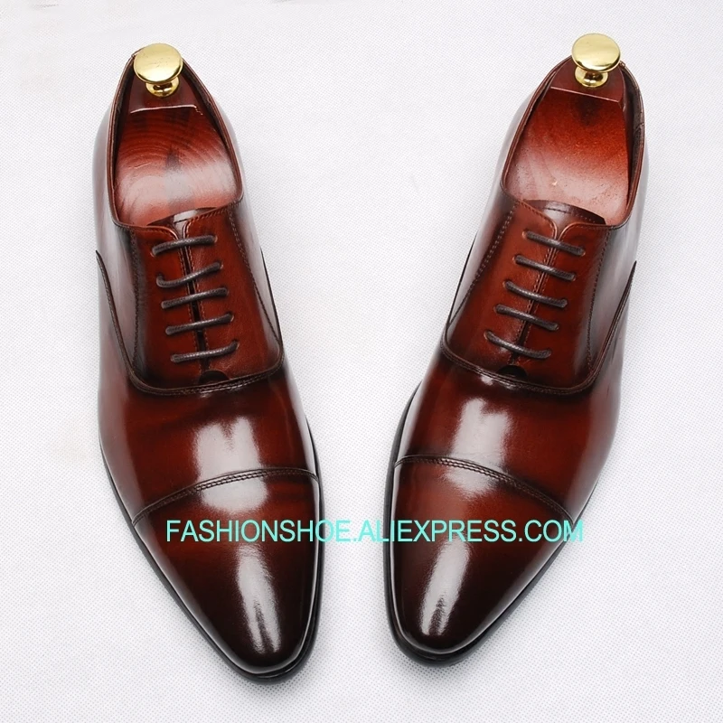 

High Top Quality Formal Suit Dress Shoes Cow leather Wedding Party Oxfords Wine Red Black