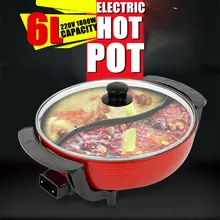 Горячий горшок с антипригарным покрытием, 1800 Вт, 220 В, 6 л, домашний электрический Shabu, столешница для кухни, бездымный алюминий, 30 см, штепсельная вилка стандарта Австралии, 5 температурных настроек