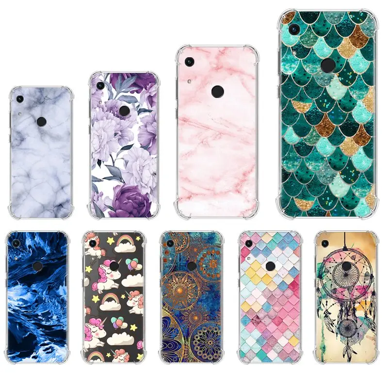 

Anti-knock Phone Case For Huawei Y6 2019 / Honor 8A Back Fingerprint Version Colorful Painted With Airbag TPU Back Phone Cover