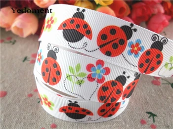 

Free shipping 7/8'' (22mm) ladybug printed grosgrain ribbons insects ribbon hair bows 10 yards WQ14092028