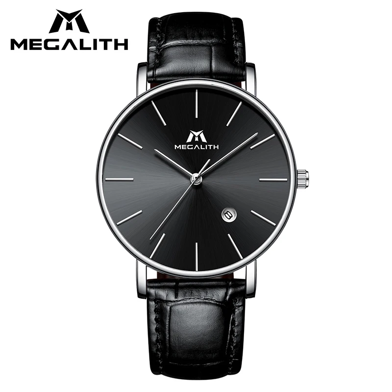 MEGALITH Reloj Hombre мужские часы из натуральной кожи кварцевые кожаные военные