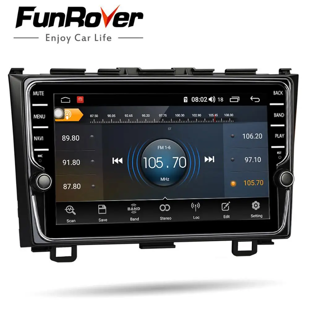 Funrover Восьмиядерный Android 9,0 2 din автомобильный dvd мультимедийный плеер для Honda CRV 2006-2011 Автомобильный Радио gps навигация navi DSP 4G 64G