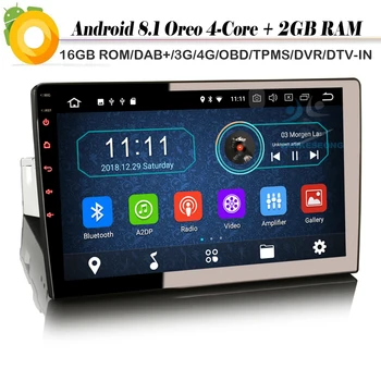 

10.1 Inch Car GPS Android 8.1 Car Stereo DAB+ Autoradio Bluetooth Radio Wifi MP3 USB DVR TPMS DVB-T2 Sat Nav