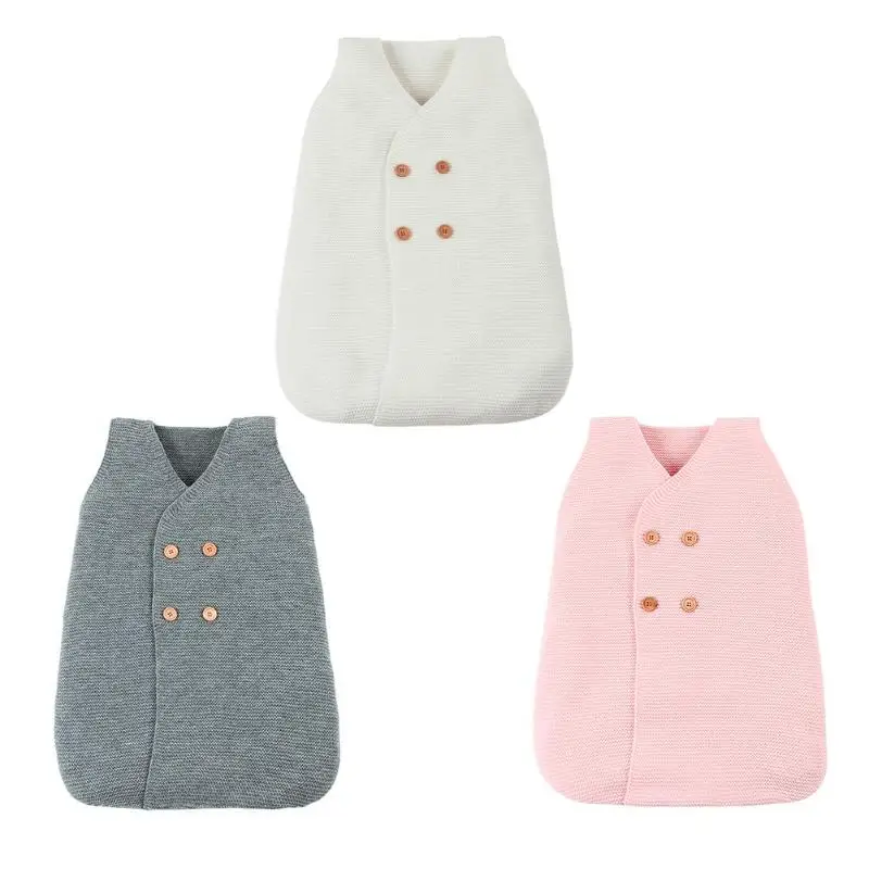 

Baby Sleeping Bags Winter Knitting Envelope Solid Color V-Neck Sleepsacks