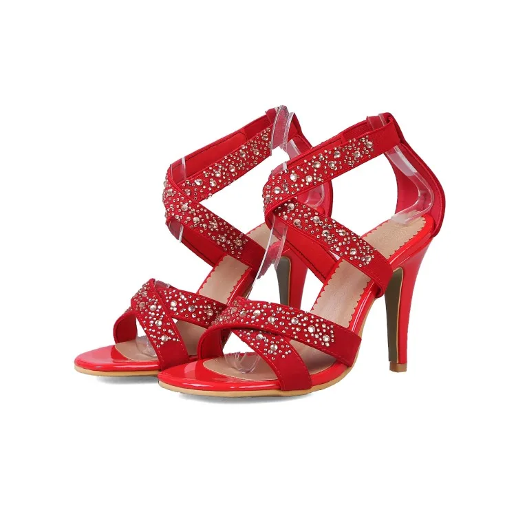 a22 D'été 2019 Ouvert Souliers Plus Femmes Talons Rome 45 0 Cristal Talon chaussures Xianyiduo De À Couvre Size34 Rouge Bout rouge noir Beige Beige Mode Hauts 5qw1x6d