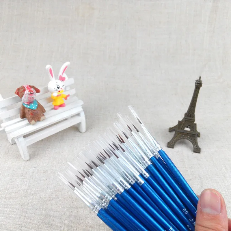 Beste 10 stks set Fijne Dunne Haak Lijn Nylon Pen Penseel Tekening Art #0 #00 #000 Aquarel Art supplies Schilderen Aquarel Borstel