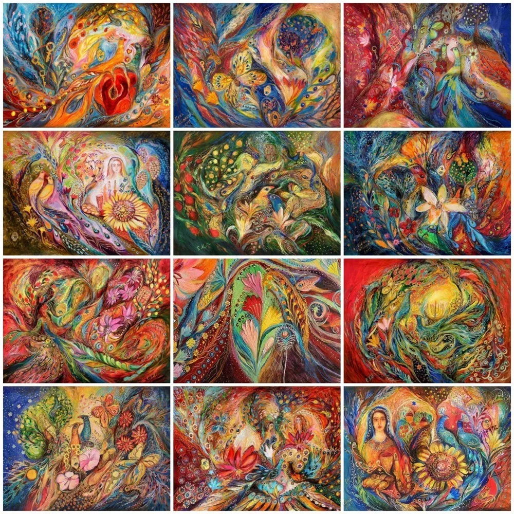 

Huacan Diamond Embroidery Animals Picture By Rhinestones Diamond Painting Flower Full Square Diamond Mosaic Abstract Decoration