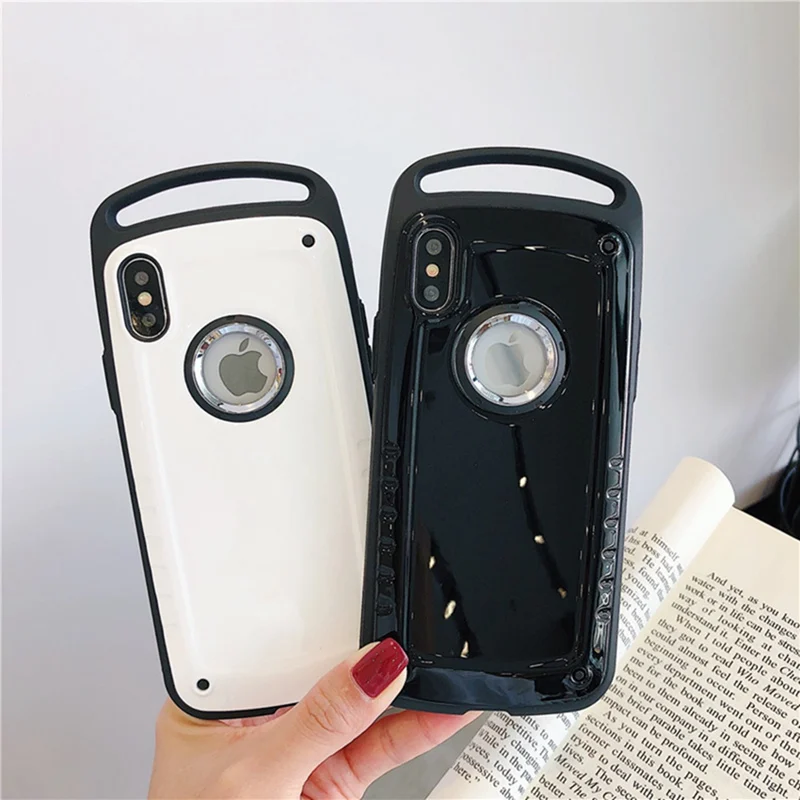 Military Bright Jelly Phone Case for iPhone XS Max XR 7 8 Plus Protective Glossy Shockproof Black Yellow Back Cover |