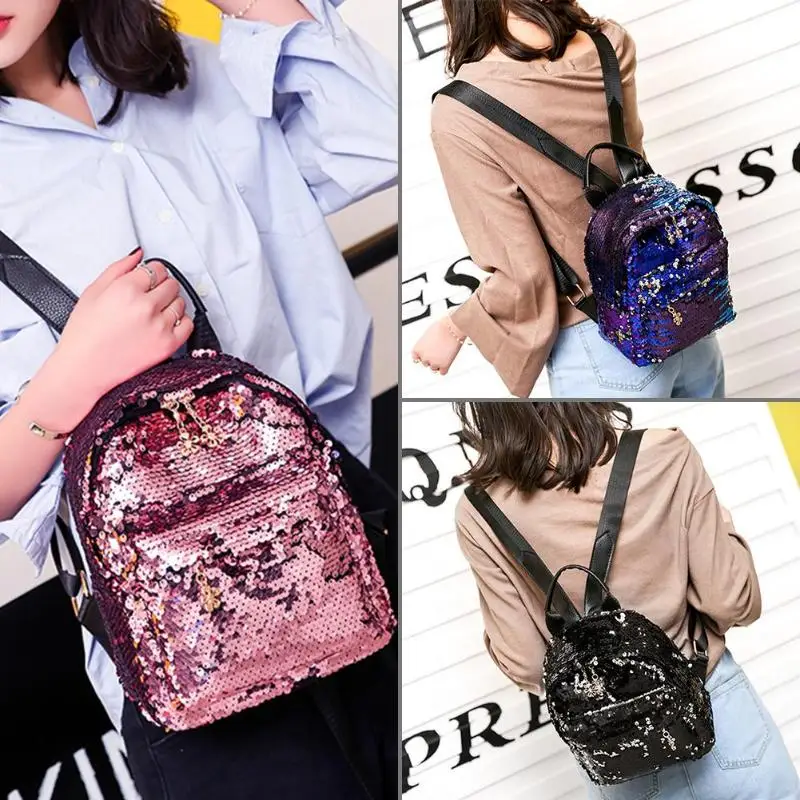 Женский блестящий кожаный рюкзак с блестками для девочек, маленькая дорожная Наплечная школьная сумка, милые маленькие рюкзаки, рюкзак для учебы и отдыха