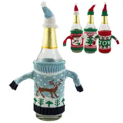 Рождественская Крышка для бутылки вина, Рождественское украшение стола со шляпой, оленем, снеговиком, декор для бутылки вина (4 упаковки)