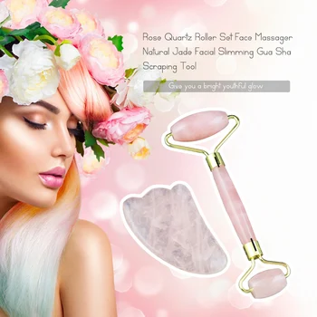 

Natural Rose Quartz Facial Massage Crystal Stone Face Jade Massager Crystal Roller Skin Face Roller Wrinkle Removal Beauty Tool