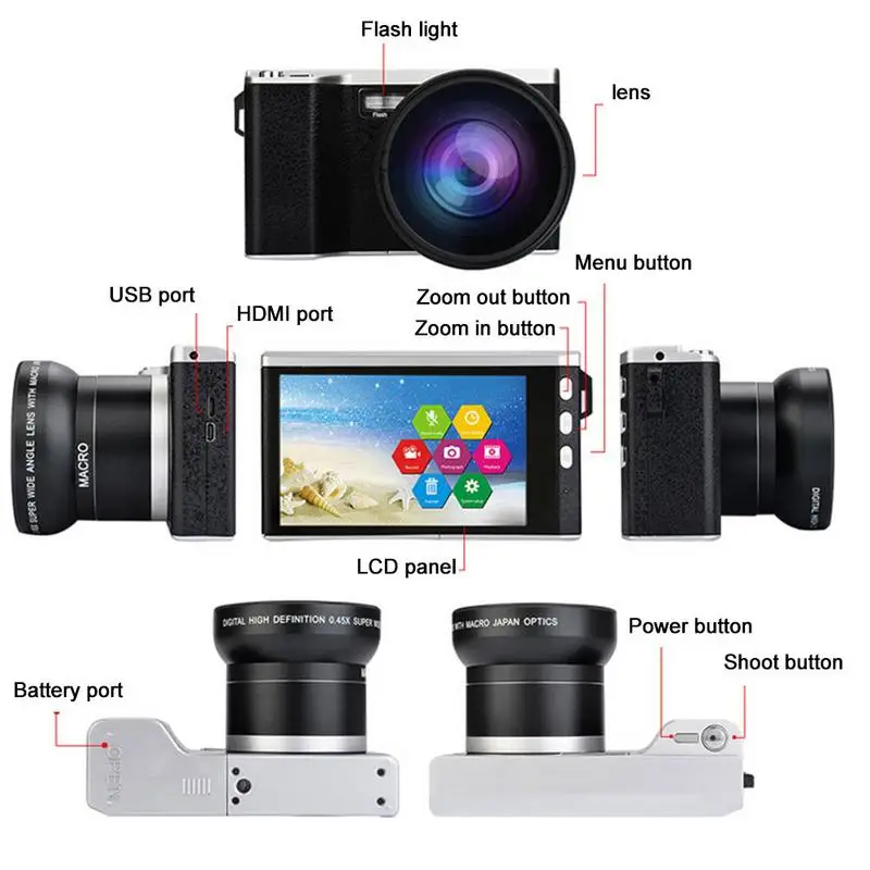12X Zoom Digital Camera Home 24 Million Pixel Wide Angle Macro USB2.0 4\