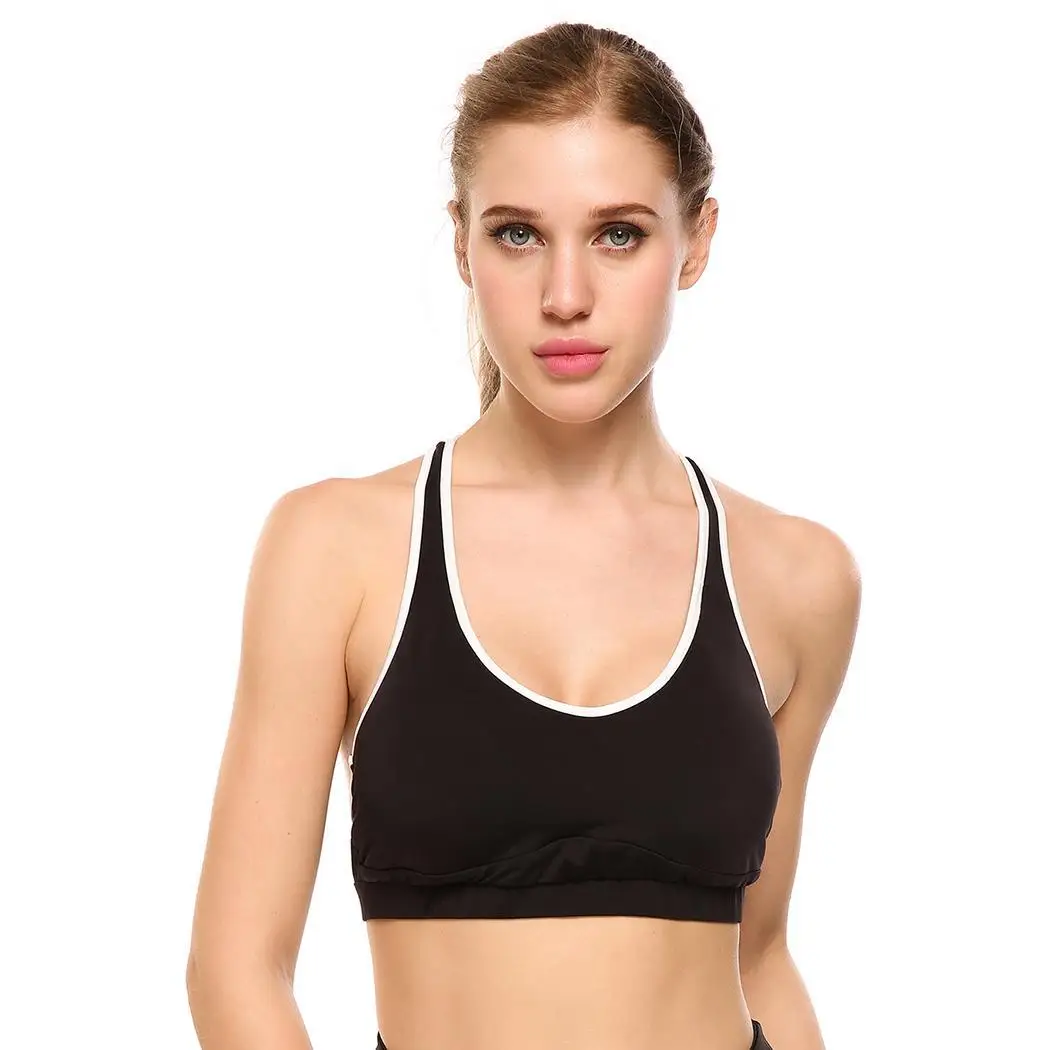 Women Sports Solid Pullover Yoga Bra High Impact For Workout Fitness