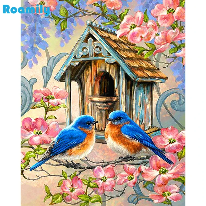 

5d Diamond Painting Full Drill Square,Two Lovely Birds,Cartoon Embroidered with Rhinestones,New Arrivals,Paint with Diamonds