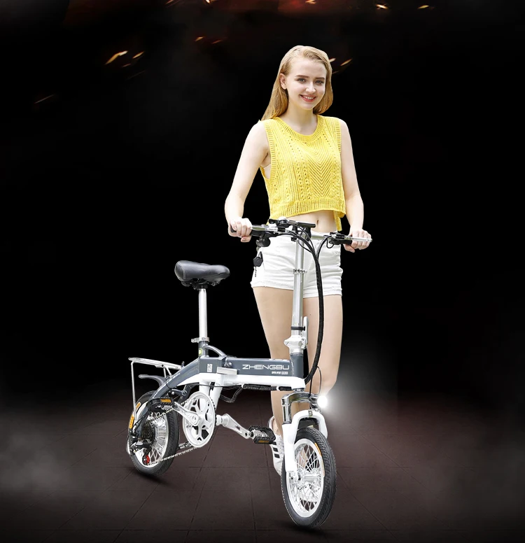 Folding Electric Scooter Two Wheels Electric Bicycle 14 Inch 240W 48V Mini Portable Smart Pink Ladies Electric Bike