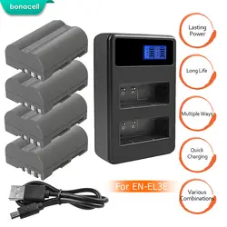 Bonacell 4 pc EN-EL3e EN EL3e EL3a литий-ионный Батарея LCD Dual Charger 2.0Ah для Nikon D300S D300 D100 D200 D700 D70S D80 D90 D50 L10