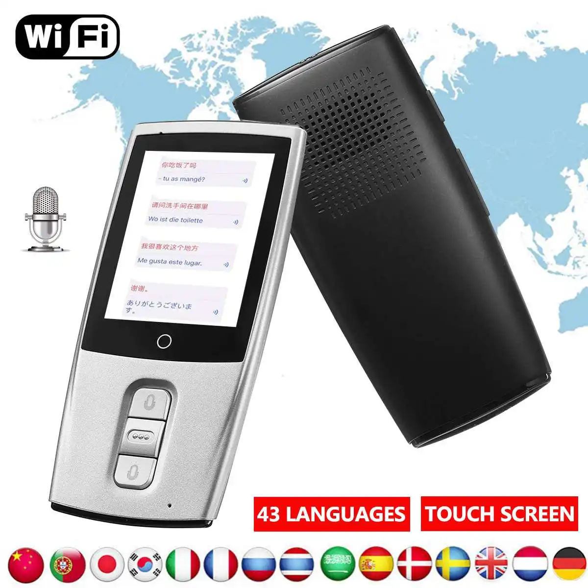 

2.4inch Smart Voice Translator Two Way Portable Traductor Real Time WiFi Translation 43 Languages Learn Russian English Language