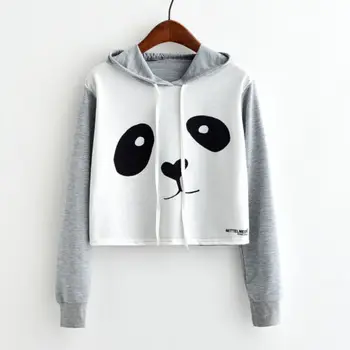 

2019 New Fashion Cute Women's Cartoon Panda Print Pullover Long Sleeve Loose patchwork Sweatshirt Coat Tops