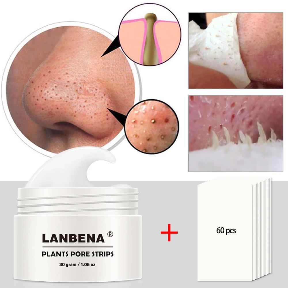 

LANBENA Sebum Purifying Mask Blackhead Remover Nose Mask Acne Treatment Peel Off Mask Skin Care + 60Pcs Paper