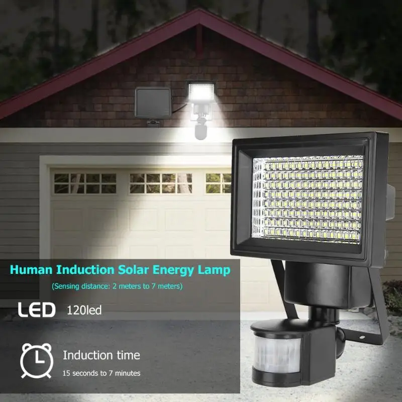 Koop 120 LED Solar Light Muur gemonteerde LED Solar Light 2019 Outdoor Solar Spotlight met PIR sensor Motion Detector dropshipping