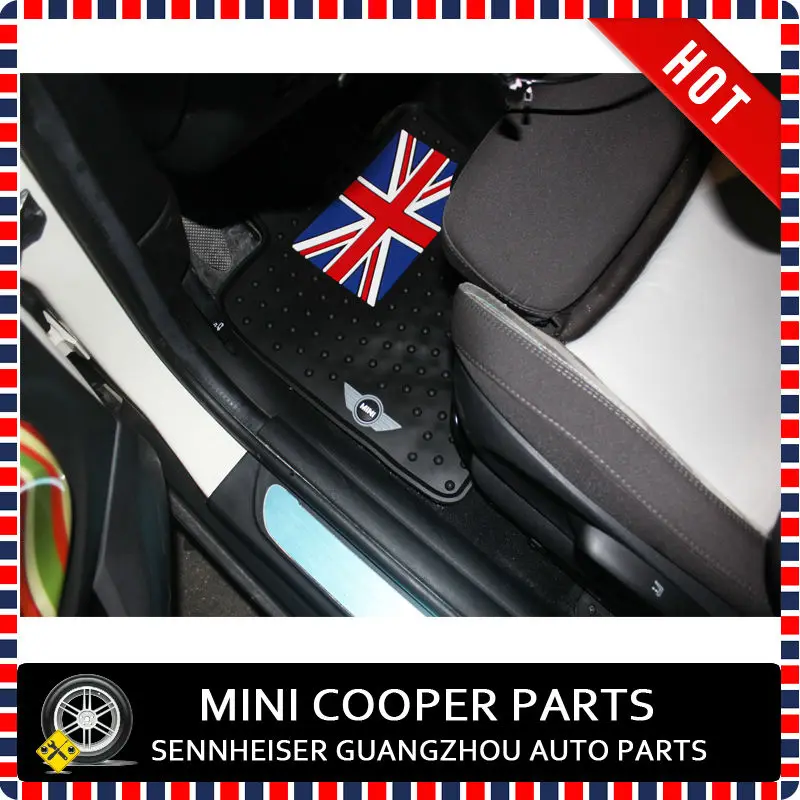 Новые резиновые Материал автомобильные подушки с принтом флага Великобритании "Юнион Джек", Стиль черный Цвет автомобильных ковриков для левым Mini Cooper Countryman R60 только(4 шт./компл
