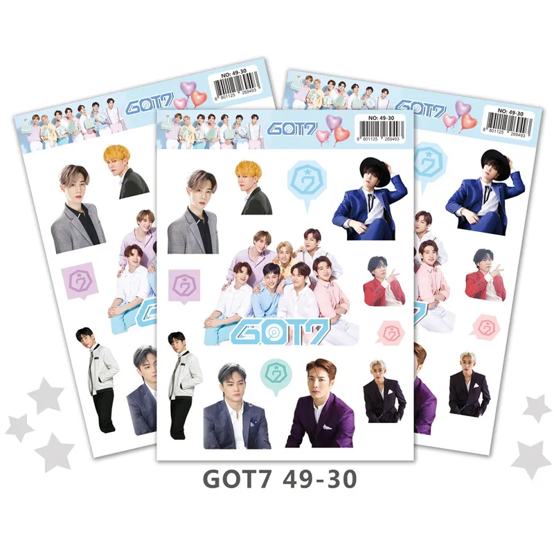 

10 sheets/lot KPOP GOT7 Sticker TOY JB JinYoung Mark Jackson YoungJae BamBam magic 3d wall stickers for journal kids rooms
